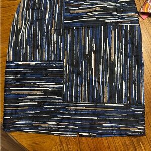 Ann Taylor Blue and Black Striped Pencil Skirt
